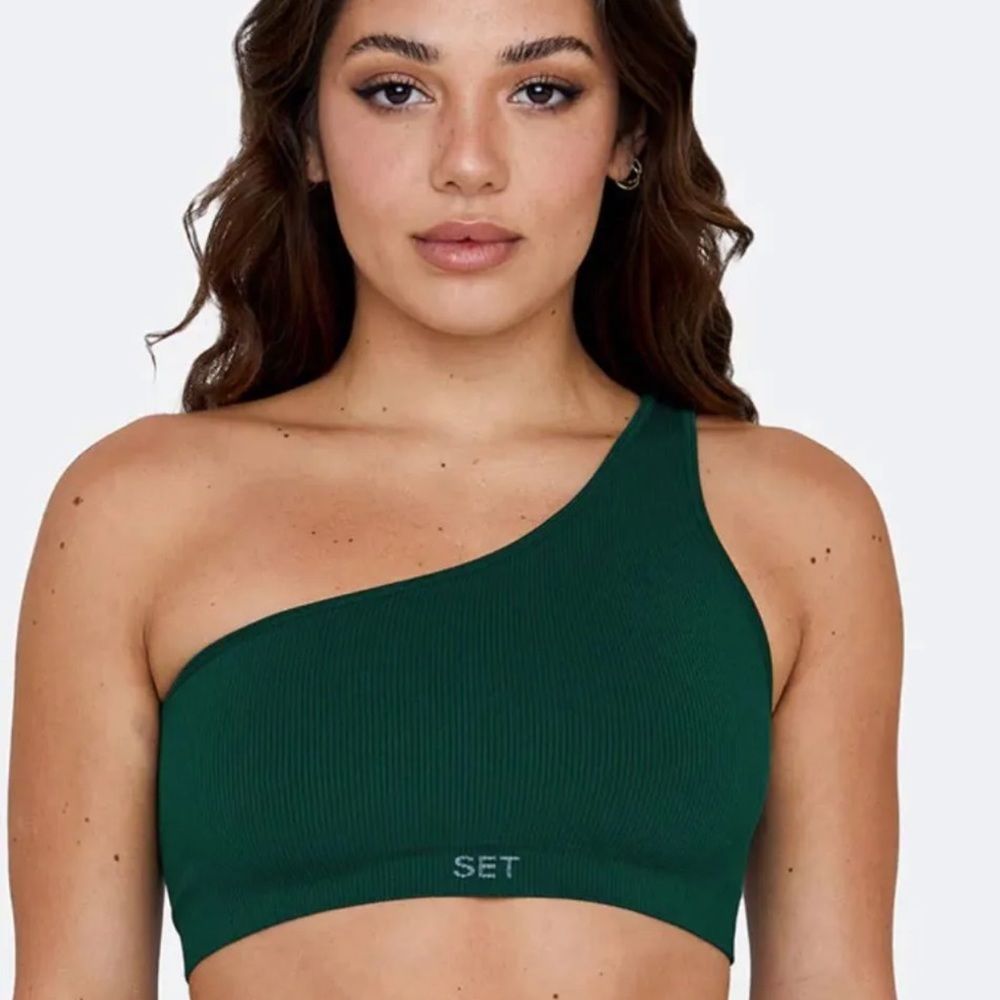 Setactive ribbed one shoulder bra in Mojito